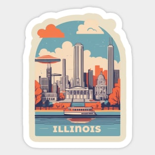 Illinois Vintage Design Sticker